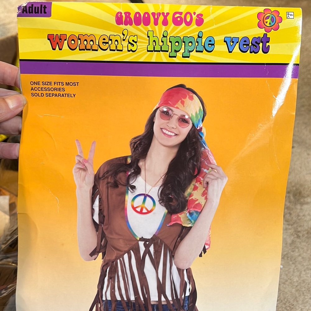 Woman’s Adult Hippie Vest Just add a tie die headband & t shirt and you …